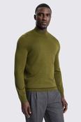 Olive Merino Mock-Neck Jumper