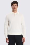 Winter White Merino-Blend Long-Sleeve Polo Shirt image