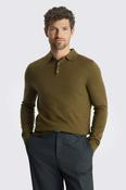Olive Merino-Blend Long-Sleeve Polo Shirt image