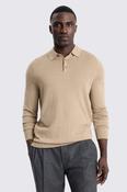 Camel Merino Long-Sleeve Polo Shirt image