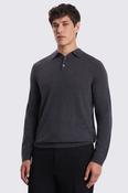 Charcoal Merino Long-Sleeve Polo Shirt image