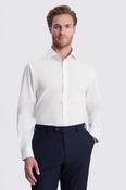 Regular Fit White Stretch Print Contrast Shirt