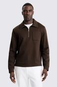 Brown Cotton Quarter Zip Sweatshirt image