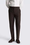 Tailored Fit Dark Brown Tweed Trousers  image