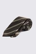 Dark Brown &amp; White Silk Stripe Tie image