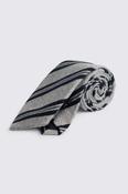 Italian Light Grey &amp; Navy Wool Stripe Tie image