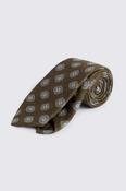 Italian Dark Olive &amp; Blue Silk Medallion Tie image