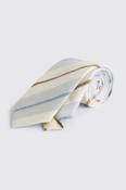 Italian Off White &amp; Light Blue Wool Stripe Tie image