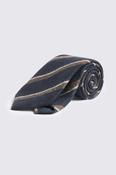 Italian Navy &amp; Neutral Wool Stripe Tie image
