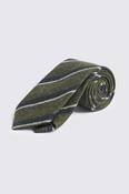 Italian Dark Green &amp; Navy Wool Stripe Tie image