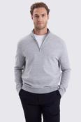 Light Grey Merino Zip-Neck Jumper