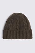 Chocolate Cable-Knit Wool Beanie image