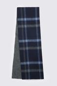 Navy Check Reversible Wool Cashmere Scarf image