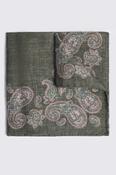 Bottinelli Khaki &amp; Pink Paisley Wool Pocket Square image
