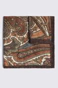 Italian Brown &amp; Orange Paisley Wool Pocket Square