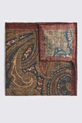 Bottinelli Navy &amp; Burgundy Wool Multi Paisley Pocket Square image