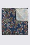 Italian Navy Green Paisley Pocket Square image