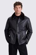 Dark Brown Shearling Collar Leather Jacket   image