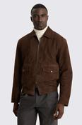 Brown Suede Quilted Blouson Jacket   image