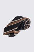 Italian Black Taupe Stripe Tie