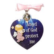 Wood Plaque Guardian Angel (pink)