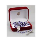 Blue Glass Rosary with Crystal Ring image