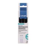 Pkt.3 Drywipe Whiteboard Markers With Eraser Lid - Black image