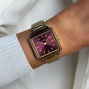 La Tétragone Watch Steel, Wine stones, Gold Colour CW10314 image