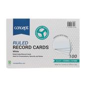 Concept Pkt.100 6''X4'' Ruled Record Cards - White image