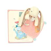 Doudou hochet bebe lapin rose - LAPIN CIBOULETTE - 21 cm