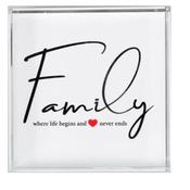 Family Where Life Glass Block Paperweight