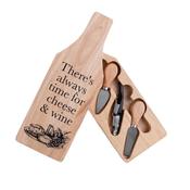 Hestia  Cheese And Wine Set In Wooden Case - Knives &amp; Corkscrew