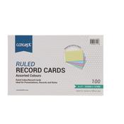 Pkt.100 8"X5" Ruled Record Cards - Colour