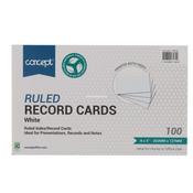 Concept Pkt.100 8''X5'' Ruled Record Cards - White image