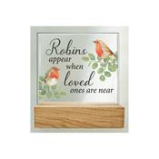 Glass Plaque/Wood Base/Robins Near You