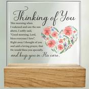 Glass Plaque/Wood Base/Thinking Of You (32435)
