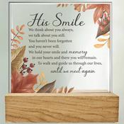 Glass Plaque/Wood Base/His Smile (32427)