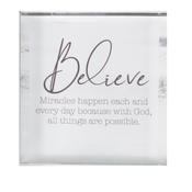 GLASS BLOCK BELIEVE /Paper weight