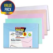 Premto - A4 Button Wallet - Pastel - Pack of 5