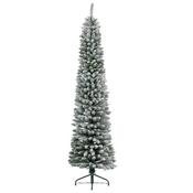 Kaemingk Christmas Tree Snowy Pencil Pine Slim 7Ft