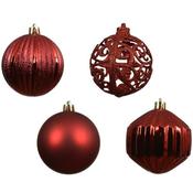 Decoris Christmas Red Shatterproof Baubles - Pack Of 16 image