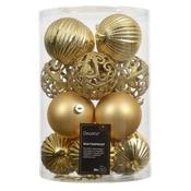 Decoris Light Gold Shatterproof Baubles - Pack Of 16 image