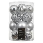 Decoris Silver Shatterproof Baubles - Pack Of 16 image