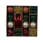 Decoris Red, Green And Gold Shatterproof Bauble Mix - Pack Of 46 image