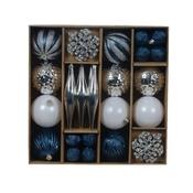 Decoris Blue, Silver And White Shatterproof Bauble Mix - Pack Of 46 image
