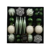 Decoris Green, White And Silver Shatterproof Bauble Mix - Pack Of 46 image