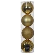 Decoris Light Gold Shatterproof Baubles - Pack Of 4 image