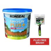 Ronseal Fencelife Plus 5L With Free Fence Life Brush image