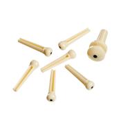 D'Addario Injected Molded Bridge Pins with End Pin, Set of 7, Ivory with Ebony Dot
