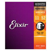 Elixir Nanoweb 16027 11-52 Custom Light Acoustic Guitar Strings Phosphor Bronze image